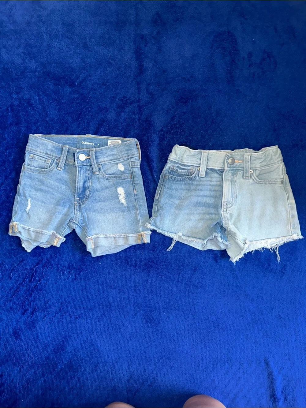 Old Navy Girls Lot of 3 Jean Shorts Size 5 adjustable waist White Blue Denim
